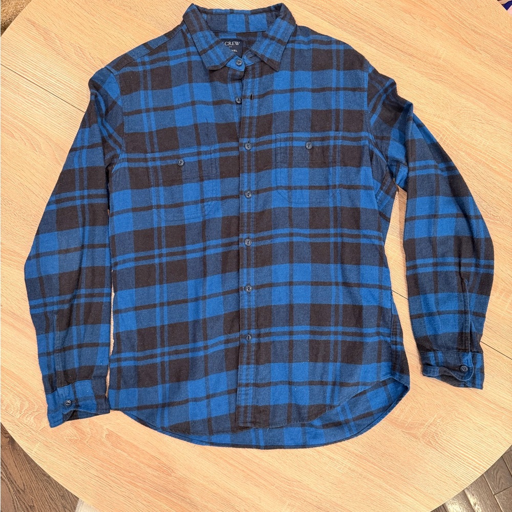 J. Crew Blue and Black Checkered Men's Shirt